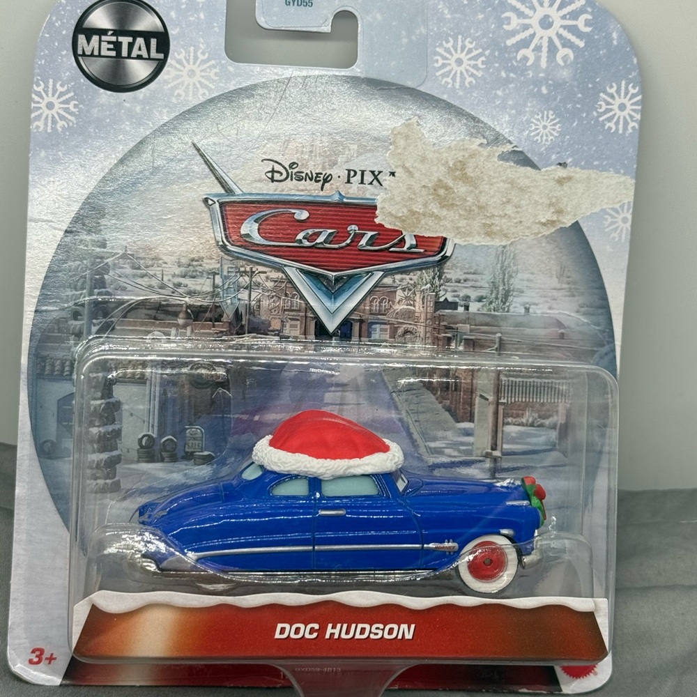 Disney Cars Blue Doc Hudson with Santa Hat - Picture 2 of 4